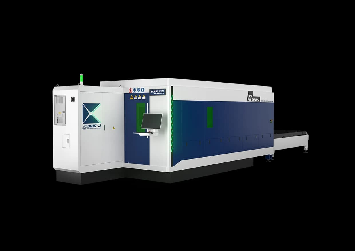 Vedere frontală de prezentare a utilajului Han’s Laser G3015-J